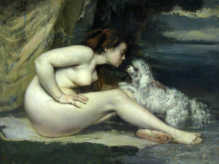 Gustave Courbet Nude woman with a dog